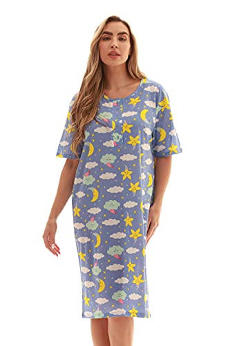 Short Sleeve Nightgown Sleep Dress, Plum - Sleepy Celestial