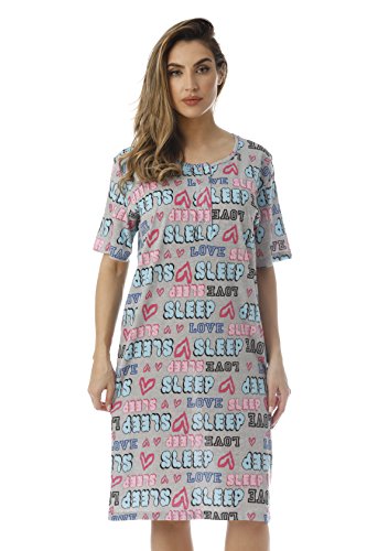 Short Sleeve Nightgown Sleep Dress for Women, Grey - Love Sleep
