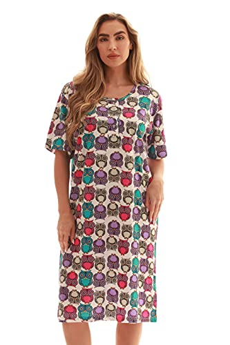 Short Sleeve Nightgown Sleep Dress for Women, Hoot Hoot Owls