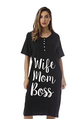 Short Sleeve Nightgown Sleep Dress for Women, Wife Mom Boss