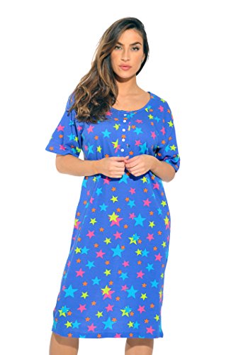 Short Sleeve Nightgown Sleep Dress for Women, Multi Stars