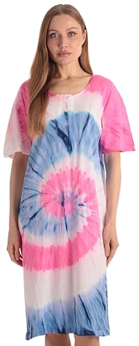 Short Sleeve Nightgown Sleep Dress for Women, Tie Dye Swirl