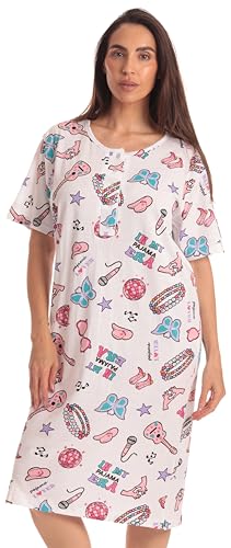 Short Sleeve Nightgown Sleep Dress for Women, White - Pajama Era
