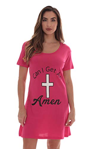 Short Sleeve Sleep Dorm Shirt, Fuchsia - Can I Get an Amen