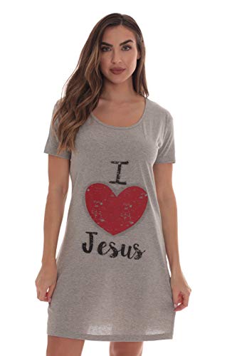Short Sleeve Sleep Dorm Shirt for Women, Grey - I Love Jesus