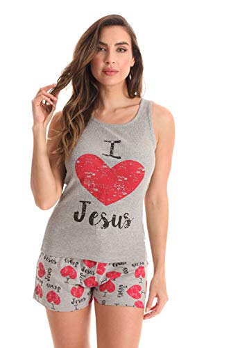 Shorts Set for Women, Grey - I Love Jesus