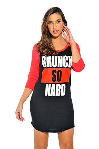Sleep Dress for Women, Black - Brunch So Hard