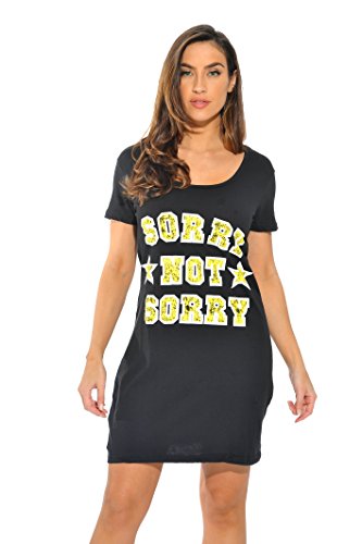 Sleep Dress for Women, Black - Sorry Not Sorry