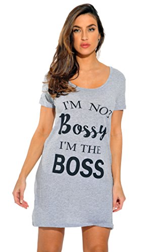 Sleep Dress for Women, Grey - I'm Not Bossy