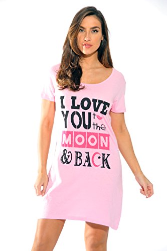 Sleep Dress for Women, Pink - I Love You to the Moon
