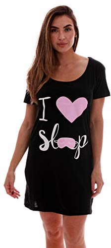 Sleep Dress for Women Sleeping Dorm, Black - I Love Sleep Mask