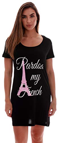 Sleep Dress for Women Sleeping Dorm, Black -Pardon My French