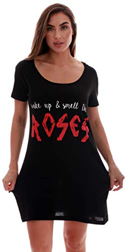 Sleep Dress for Women Sleeping Dorm, Black - Smell the Roses