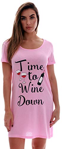 Sleep Dress for Women Sleeping Dorm, Pink - Time to Wine Down