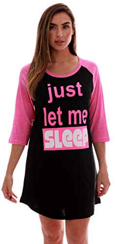 Sleep Dress for Women Sleeping Shirt, Black - Just Let Me Sleep