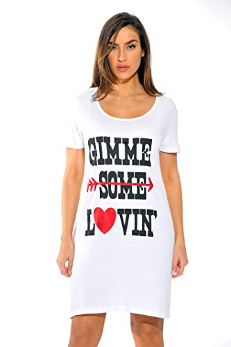 Sleep Dress for Women, White - Gimme Some Lovin