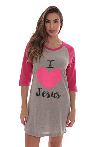 Sleep Shirt for Women, Grey - I Love Jesus