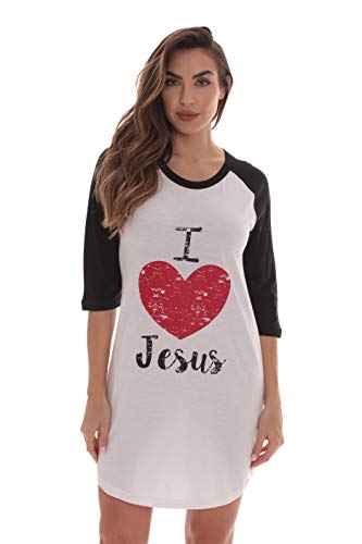 Sleep Shirt for Women, White - I Love Jesus