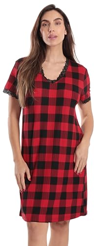 Sleeveless Nightgown, Buffalo Plaid Red Black