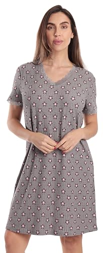 Sleeveless Nightgown, Grey Pink Stars