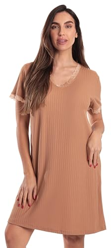 Sleeveless Nightgown, Solid Camel