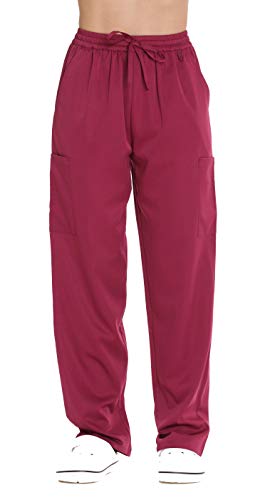 Stretch Solid Scrub Pants for Women Burgundy