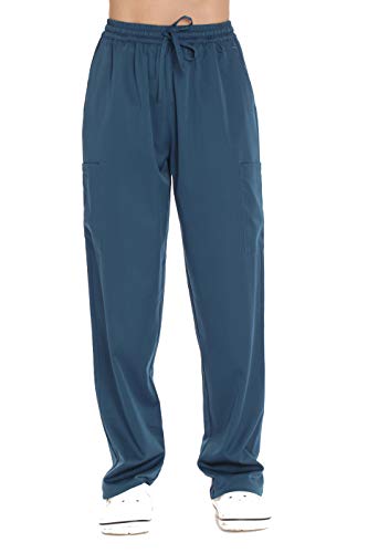 Stretch Solid Scrub Pants for Women, Carribean Blue