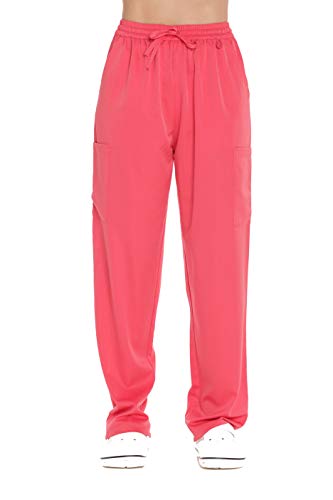 Stretch Solid Scrub Pants for Women, Coral