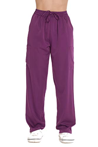 Stretch Solid Scrub Pants for Women, Eggplant
