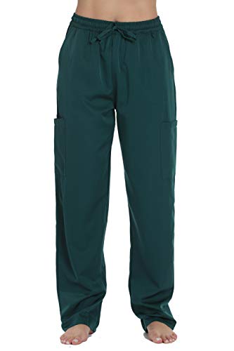 Stretch Solid Scrub Pants for Women, Hunter Green