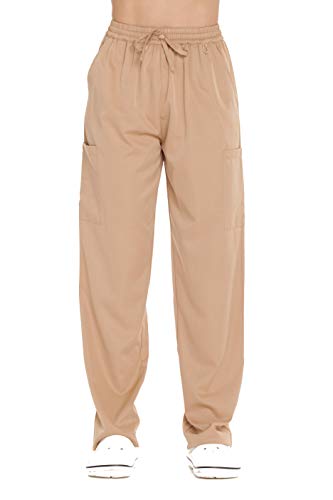 Stretch Solid Scrub Pants for Women Khaki