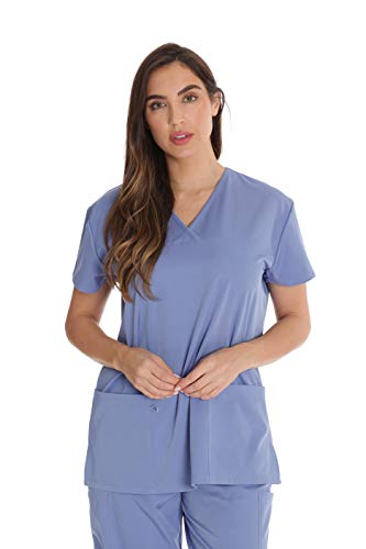 Stretch Solid Scrub Tops for Women, Ceil