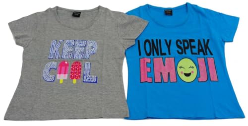 T Shirts for Girls Grey, Grey / Turquoise