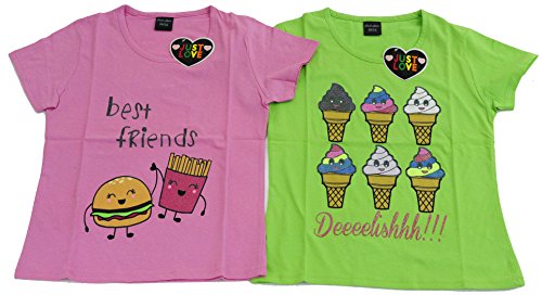 T Shirts for Girls, Lime / Magenta