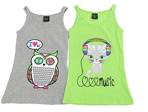 Tank Tops for Girls Grey, Grey / Lime
