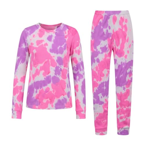 Thermal Underwear Set for Girls, Tie Dye Multi Pink