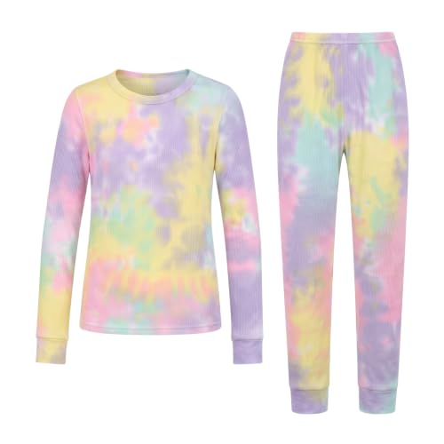 Thermal Underwear Set for Girls, Tie Dye Multi Purple