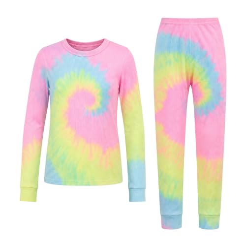 Thermal Underwear Set for Girls, Tie Dye Neon Purple