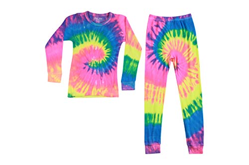 Thermal Underwear Set for Girls, Tie Dye Neon