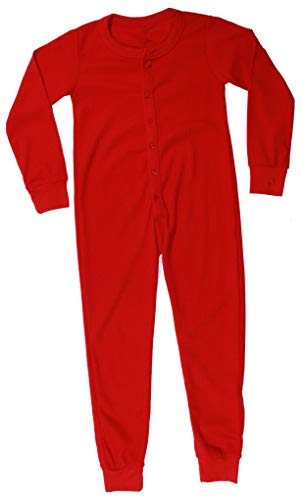 Thermal Union Suits for Girls, Red