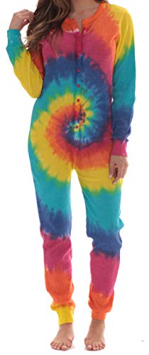 Thermal Union Suits for Girls, Tie Dye - Brights