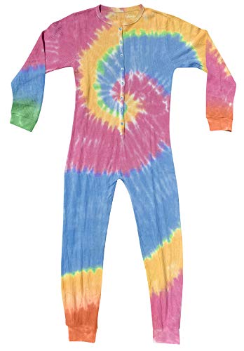 Thermal Union Suits for Girls, Tie Dye - Pastel Brights