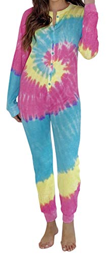 Thermal Union Suits for Girls, Tie Dye - Pastel Swirl