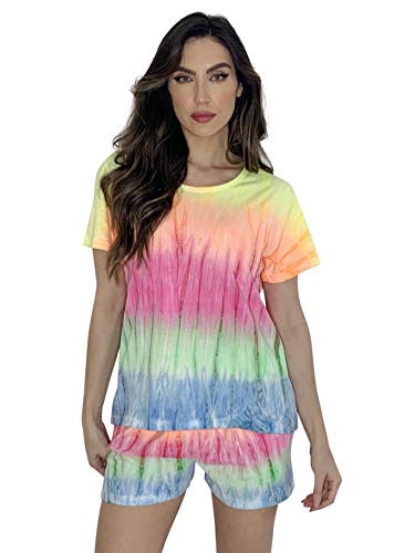 Tie Dye Shorts Set for Women Rainbow
