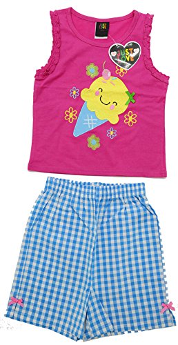 Two Piece Girls Shorts Set, Pink Ice Cream