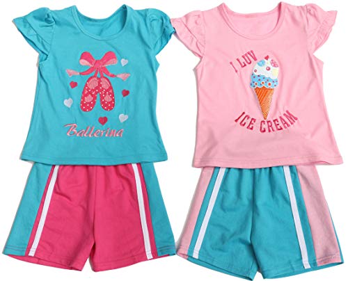Two Piece Short Set, Blue Ballerina / Pink Ice Cream