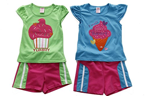 Two Piece Short Set, Green / Blue