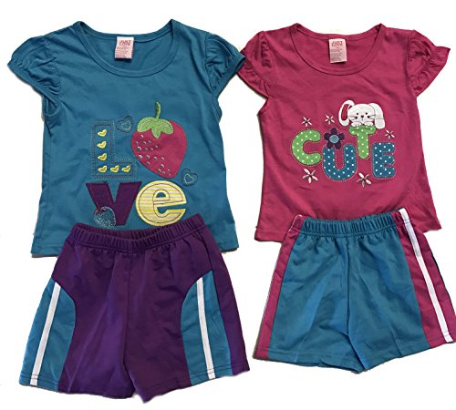 Two Piece Short Set, Pink Cute, Pink Cute / Blue Love