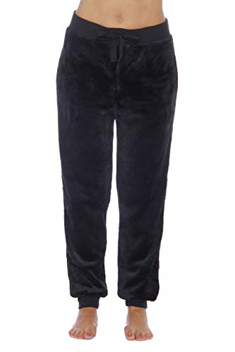 Velour Pajama Pants Joggers for Women, Black