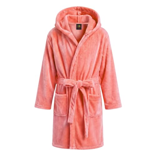 Velour Solid Robes for Girls, Coral
